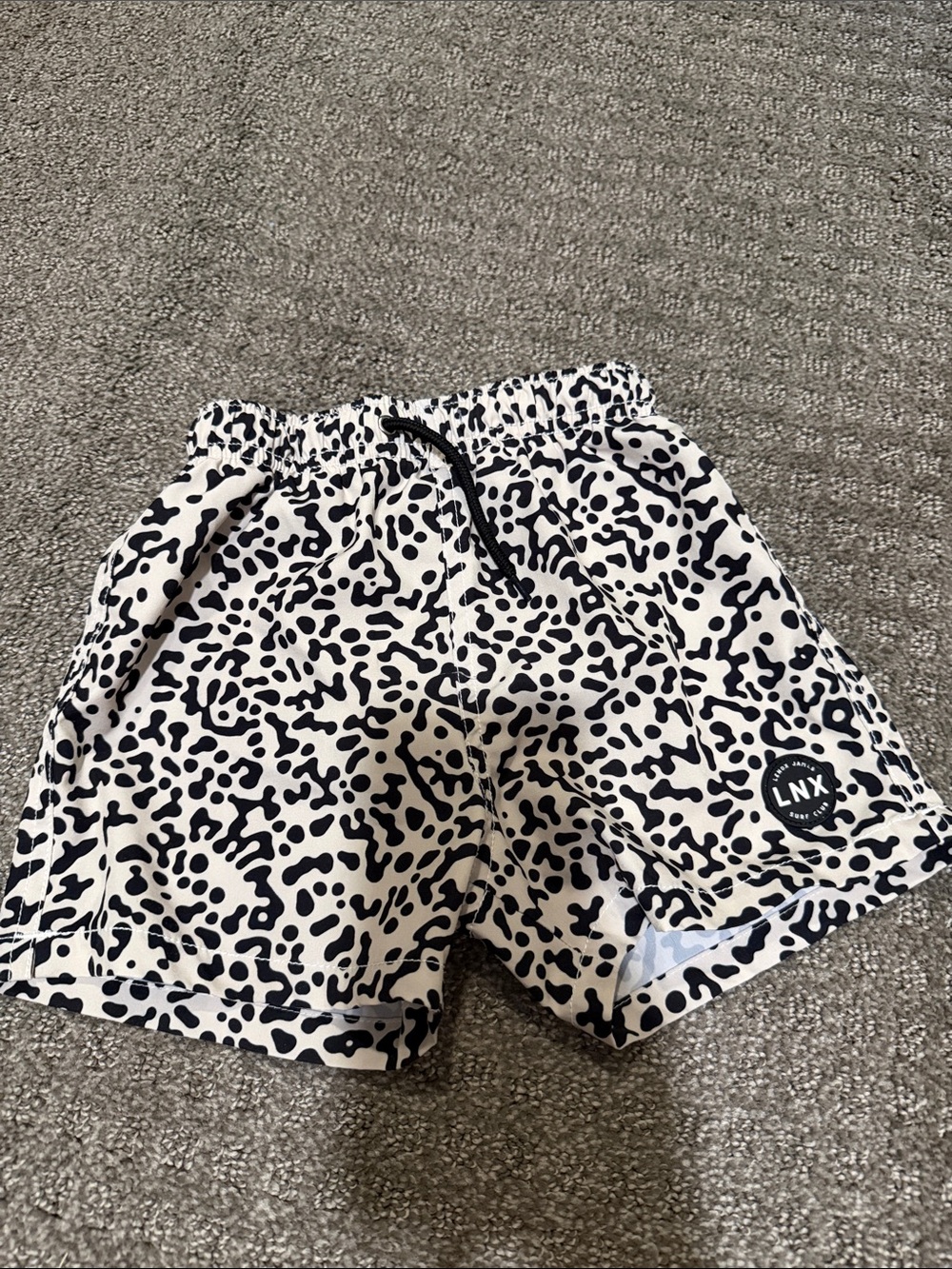 LNX Kids Black & White Printed Swim Trunks